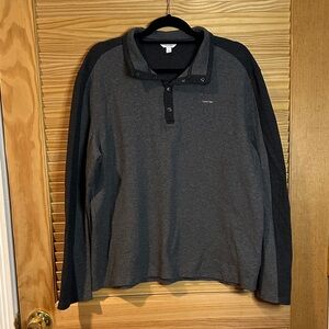 Calvin Klein Men's Charcoal and Black Quarter Zip with Snaps